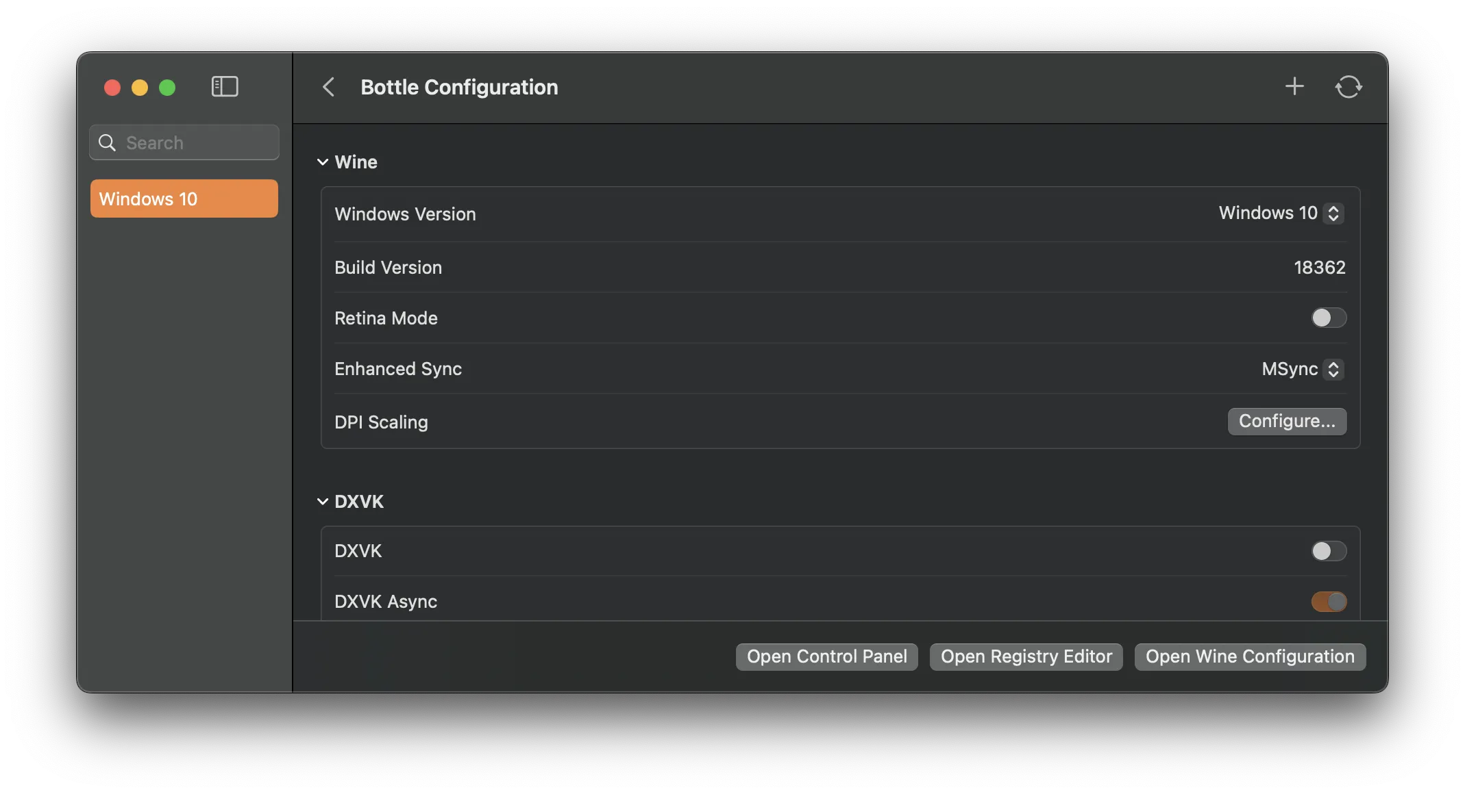 Configuration d'une bottle dans Whisky