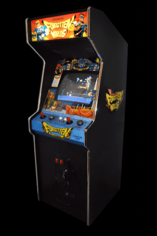 Photo du premier jeu (Forgotten Worlds) sur la borne CPS